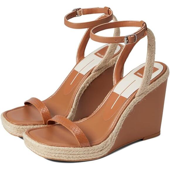 Dolce Vita Aurora Ankle Strap Espadrille Wedge Sandals Cedar Embossed Stella 9.5 - Picture 1 of 12